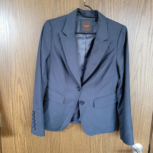 Vintage 90s The Limited Collection Navy Blue Tailored  Suit Jacket Size 6 - Picture 7 of 15